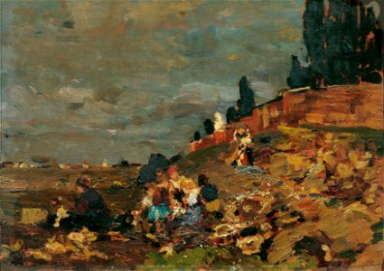 Tina Blau - Kinder an der Friedhofsmauer - 1899 - Österreichische Galerie Belvedere