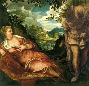 Tintoretto, Jacopo - Giuda e Tamar - c. 1555 - 1559. Free illustration for personal and commercial use.