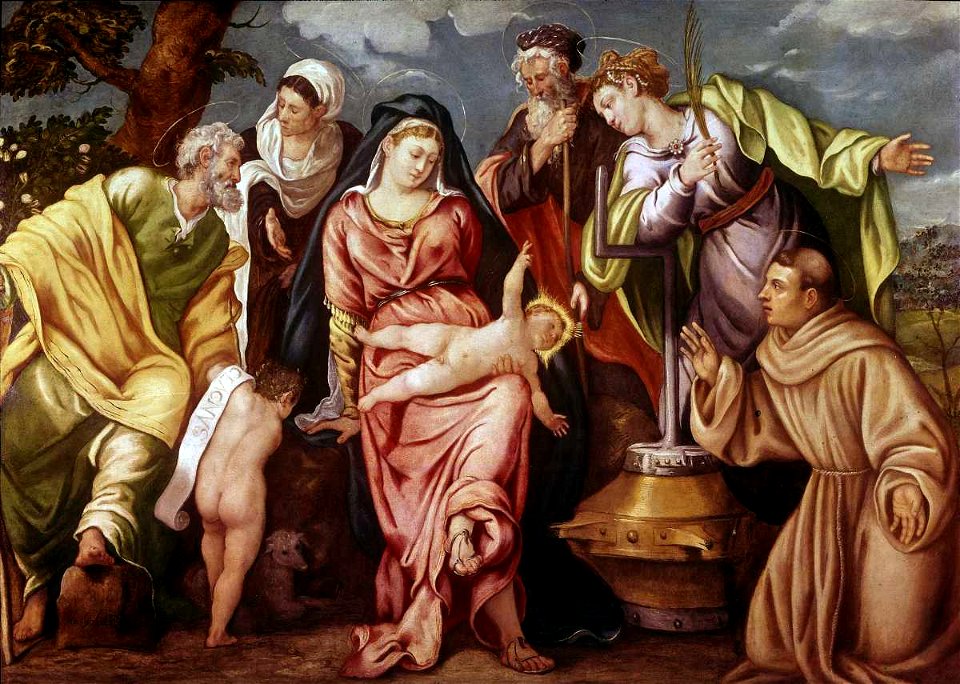 Tintoretto - San Zaccaria, sant'Anna, san Giuseppe, santa Caterina d'Alessandria e san Francesco d'Assisi in adorazione della Madonna con Bambino, Asta Christie's