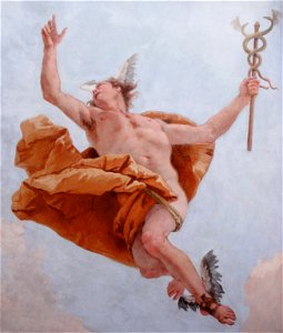 Tiepolo, Giovanni - Deckenfresko im Treppenhaus der Würzburger Residenz - Detail Merkur (photo)