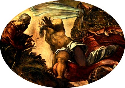 Tintoretto, Jacopo - Jonah Leaves the Whale's Belly - 1577-78. Free illustration for personal and commercial use.