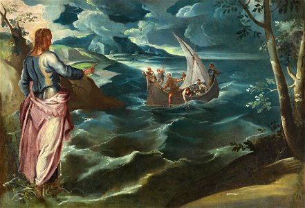 Tintoretto, Jacopo - Christ at the Sea of Galilee. Free illustration for personal and commercial use.