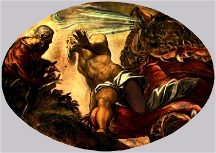 Jacopo Tintoretto - Jonah Leaves the Whale's Belly - WGA22543. Free illustration for personal and commercial use.