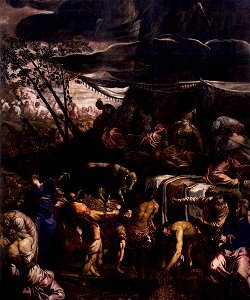 Jacopo Tintoretto - The Worship of the Golden Calf (detail) - WGA22465. Free illustration for personal and commercial use.