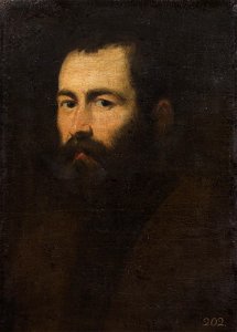 Tintoretto - Bildnis eines dunkelbärtigen, blauäugigen Mannes, um 1555