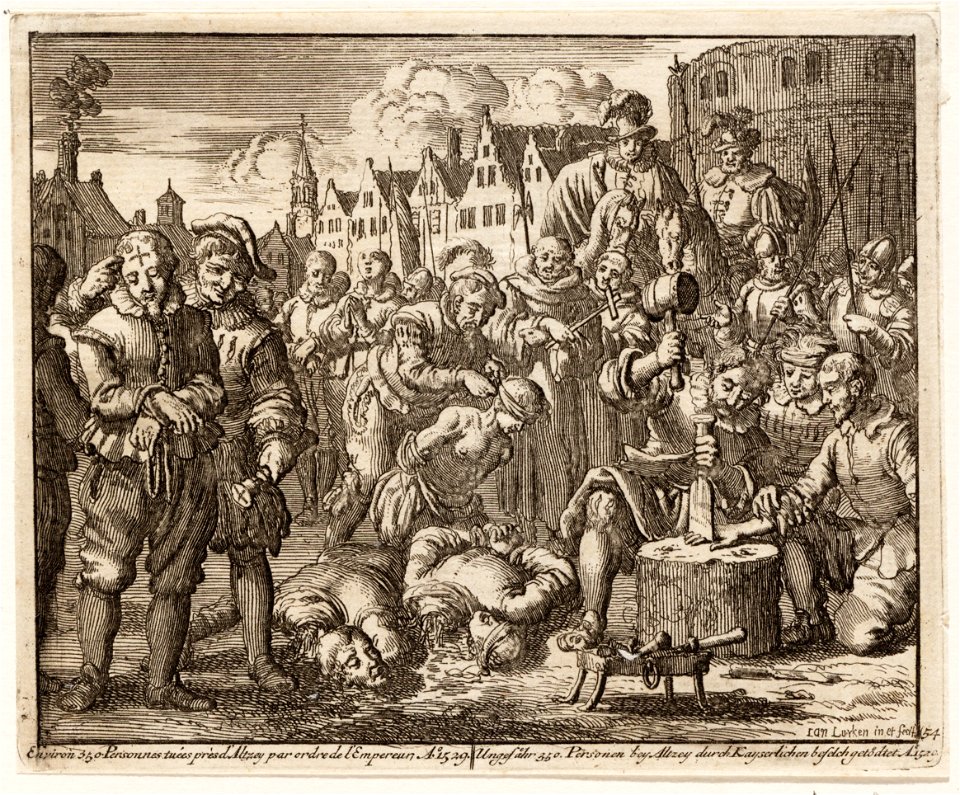 Tijdens vervolgingen te Alzey worden sommigen onthoofd, van anderen worden de vingers afgehakt, objectnr A 41897