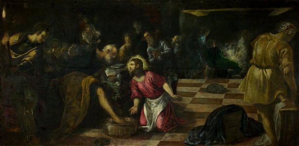 Jacopo Tintoretto - Christ washing the Feet of the Disciples - Google Art Project. Free illustration for personal and commercial use.