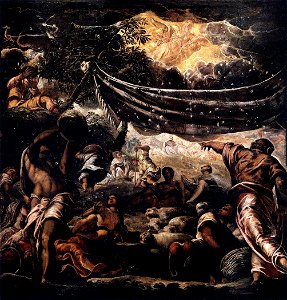Jacopo Tintoretto - The Miracle of Manna - WGA22538. Free illustration for personal and commercial use.