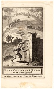 Titelprent Eens Christens reize naar de eeuwigheid, objectnr A 41705