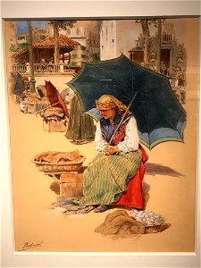 Tipos coruñenses, watercolor by Mariano Pedrero, collection Museo ABC, 1915