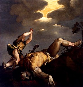 Titian - David and Goliath - WGA22779. Free illustration for personal and commercial use.