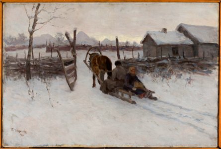 Tite-Jakovlevitch Dvornikoff - Farmyard with the sleigh - M.Ob.1180 - National Museum in Warsaw