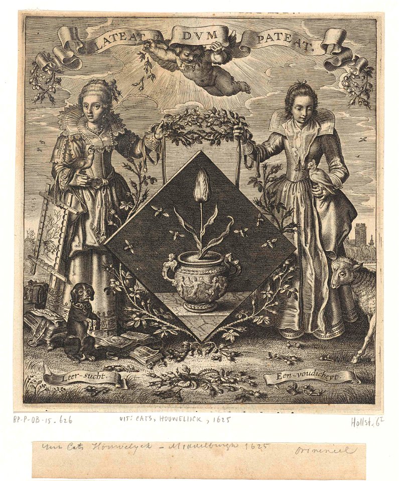 Titelprent voor- 'Maegde-wapen', onderdeel van J. Cats, Hovwelyck, 1625