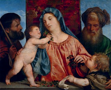 Titian - Madonna of the Cherries - WGA22746. Free illustration for personal and commercial use.
