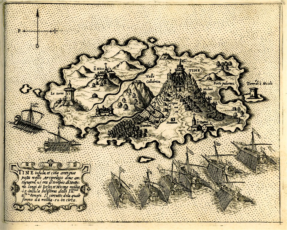 Tine insula et citta antiqua - Camocio Giovanni Francesco - 1574