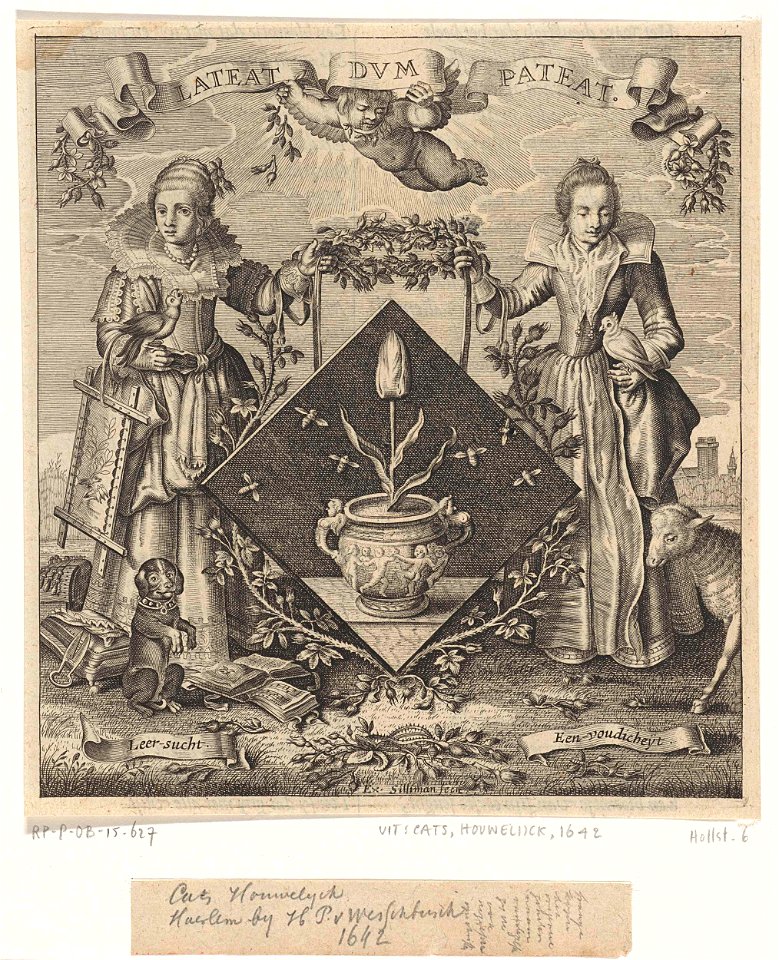 Titelprent voor- 'Maegde-wapen', onderdeel van J. Cats, Hovwelyck, 1642