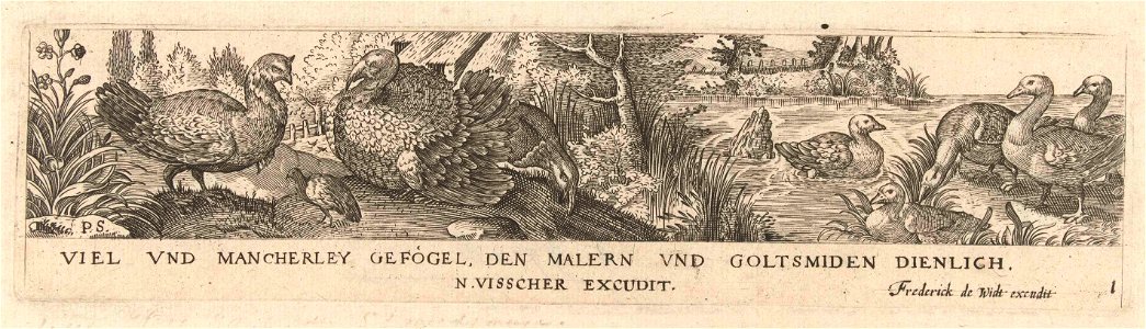 Titelblad, fries met negen vogels