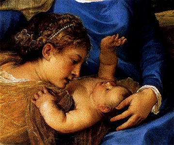 Titian - Madonna and Child with Saints (detail) - WGA22792. Free illustration for personal and commercial use.
