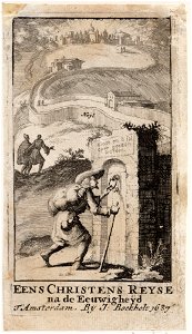 Titelprent Eens Christens reize naar de eeuwigheid, objectnr A 41678