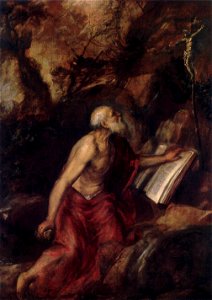 Titian - St Jerome - WGA22838. Free illustration for personal and commercial use.