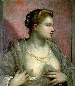Jacopo Tintoretto - Portrait of a Woman Revealing Her Breasts. Free illustration for personal and commercial use.