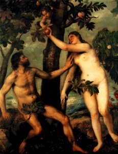 Titian - Adam and Eve - WGA22816. Free illustration for personal and commercial use.