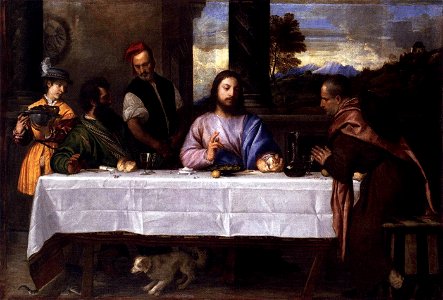 Titian - Supper at Emmaus - WGA22794. Free illustration for personal and commercial use.