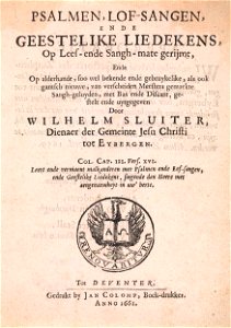 Titelpagina voor- Willem Sluiter, Psalmen, lof-sangen, ende geestelike liedekens, 1661