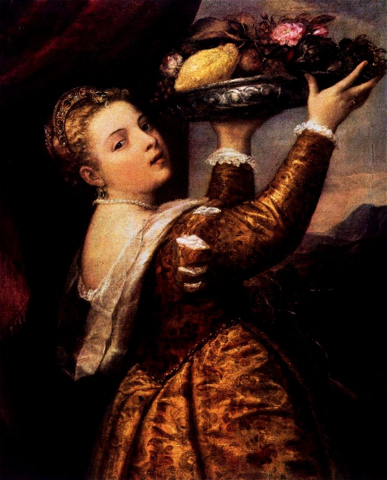 Titian - Girl with a Platter of Fruit - c. 1555