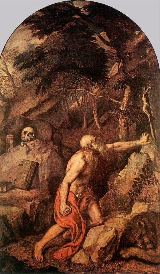 Titian - St Jerome - WGA22825. Free illustration for personal and commercial use.