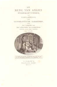 Titelpagina voor- Wilhelmus Kist,'De ring van Gyges wedergevonden, of Verzameling van Nederlandsche karakters', 1805