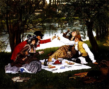 James Tissot - La Partie carrée. Free illustration for personal and commercial use.