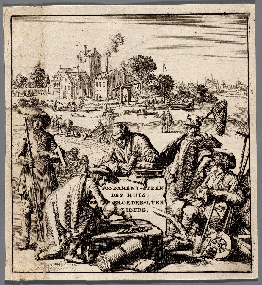 Titelprent Fondament-steen des huis, der broeder-lyke liefde, objectnr A 42185