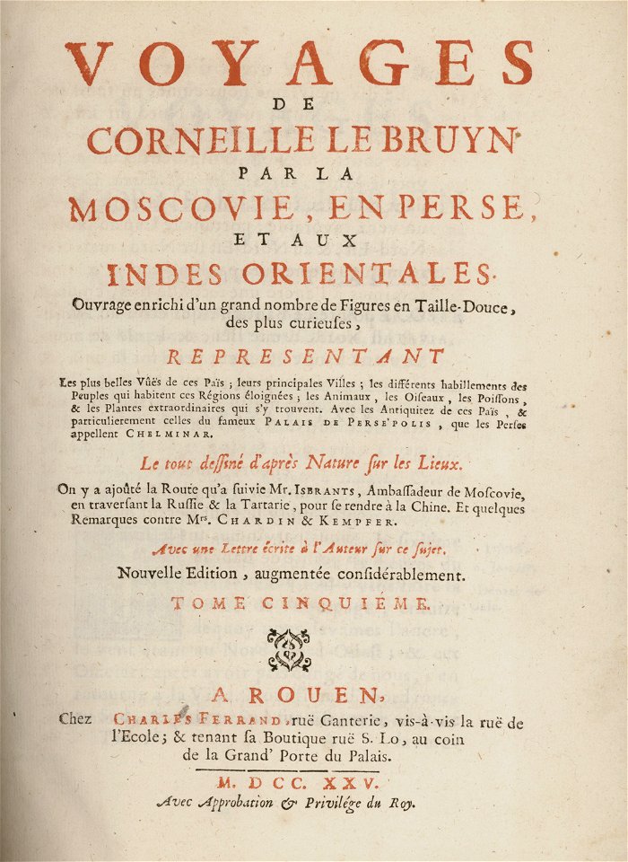 Title page of the fifth volume - Bruyn Cornelis De - 1725