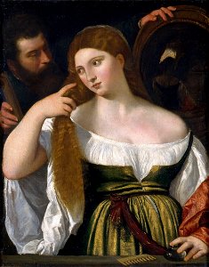 Titian and workshop - Girl Before the Mirror - Google Art ProjectFXD. Free illustration for personal and commercial use.