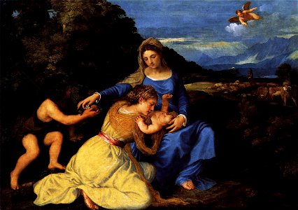 Titian - Madonna and Child with Saints - WGA22791. Free illustration for personal and commercial use.