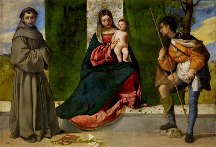 Titian - The Virgin and Child between Saint Anthony of Padua and Saint Roque - Prado