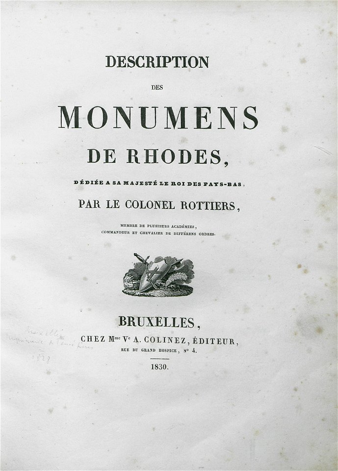 Title page - Rottiers Bernard Eugène Antoine - 1830