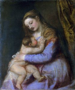 Titian - The Virgin suckling the Infant Christ - Google Art ProjectFXD. Free illustration for personal and commercial use.