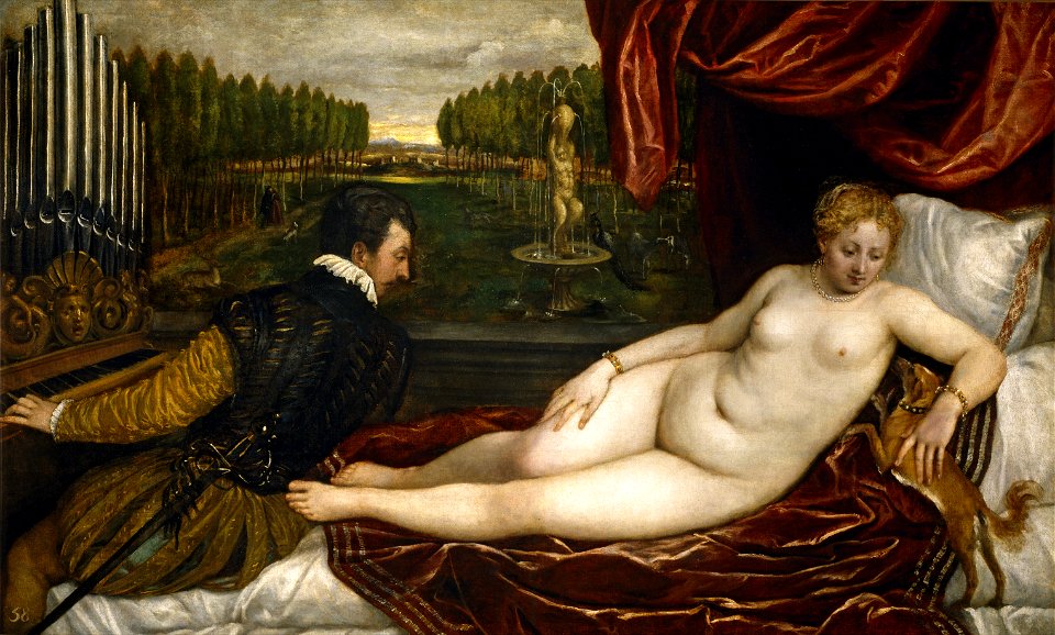 Venus and organist and little dog