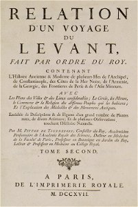 Title page of the second volume of the book - Tournefort Joseph Pitton De - 1717