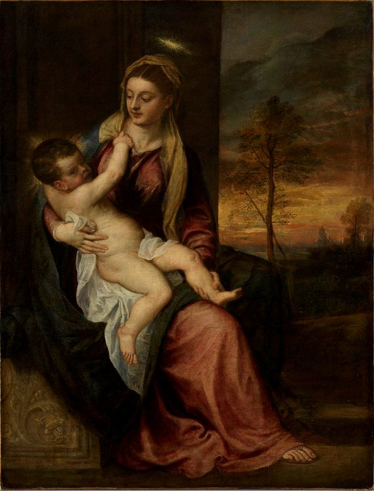 Titian - Madonna and Child in an Evening Landscape - WGA22828