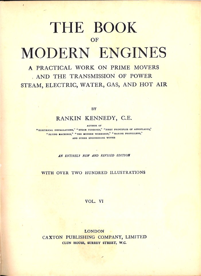 Title page (Rankin Kennedy, Modern Engines, Vol VI)
