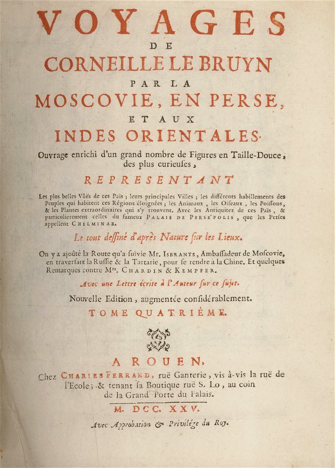 Title page of fourth volume - Bruyn Cornelis De - 1725