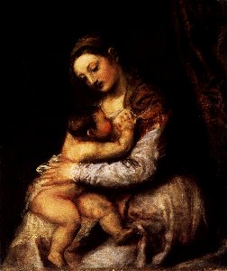 Titian - Madonna and Child - WGA22836. Free illustration for personal and commercial use.