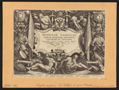 Title Plate to Series- The History of The Medici ca.1582 print by Stradanus, S.I 54376, Prints Department, Royal Library of Belgium