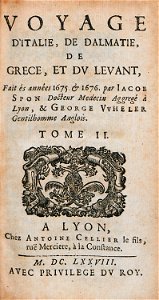 Title page, vol. b - Spon Jacob - 1678