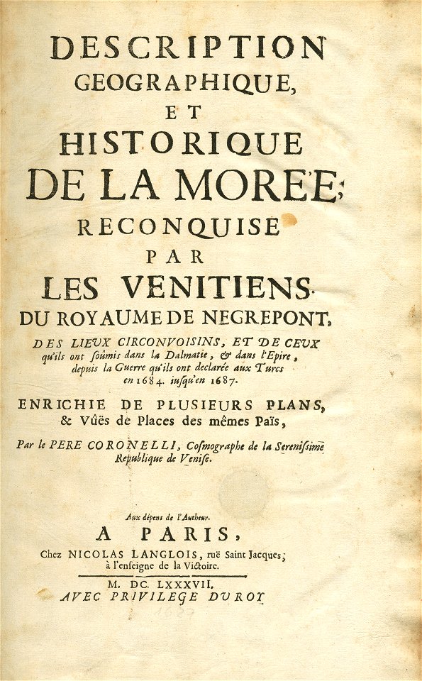 Title page - Coronelli Vincenzo - 1687