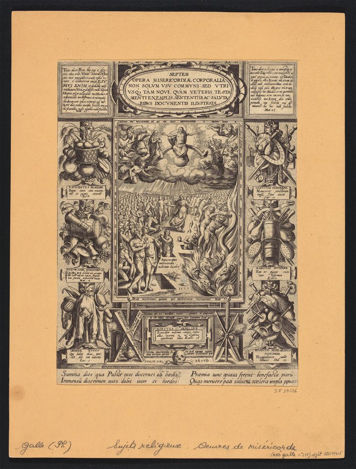 Title Plate to Series- The Seven Acts of Mercy 1577 print by Hans Bol, S.I 54336, Prints Department, Royal Library of Belgium