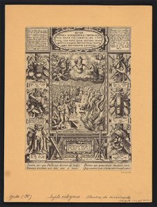 Title Plate to Series- The Seven Acts of Mercy 1577 print by Hans Bol, S.I 54336, Prints Department, Royal Library of Belgium